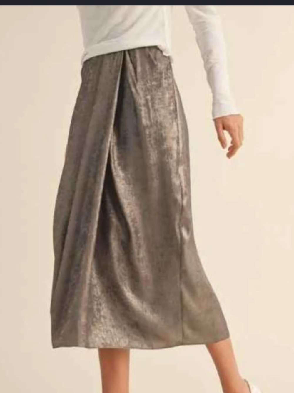 Miou Muse Shimmering Silver Maxi Skirt